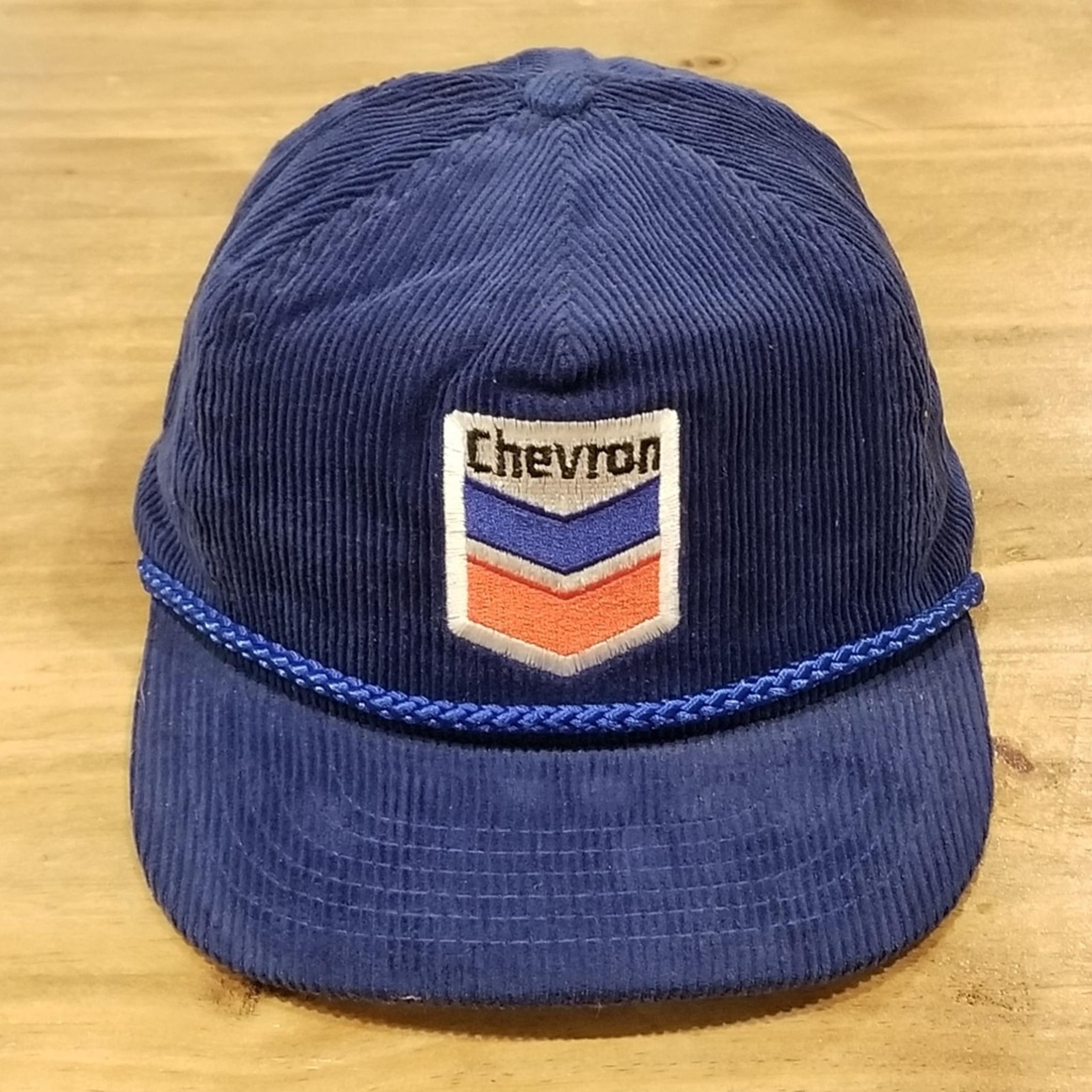 Vintage Chevron Corduroy Hat Cap Snapback Oil Gas Rope One Size 80s 90s
