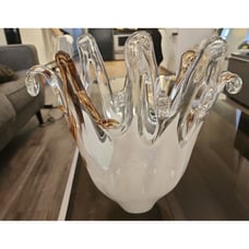 Murano Glass Vase 12 Tall Vase White Amethyst Clear Polished Pontil
