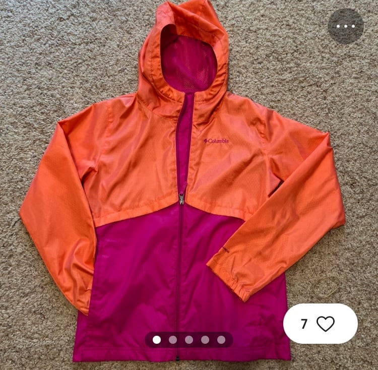 Girls Columbia pink and coral windbreaker jacket M