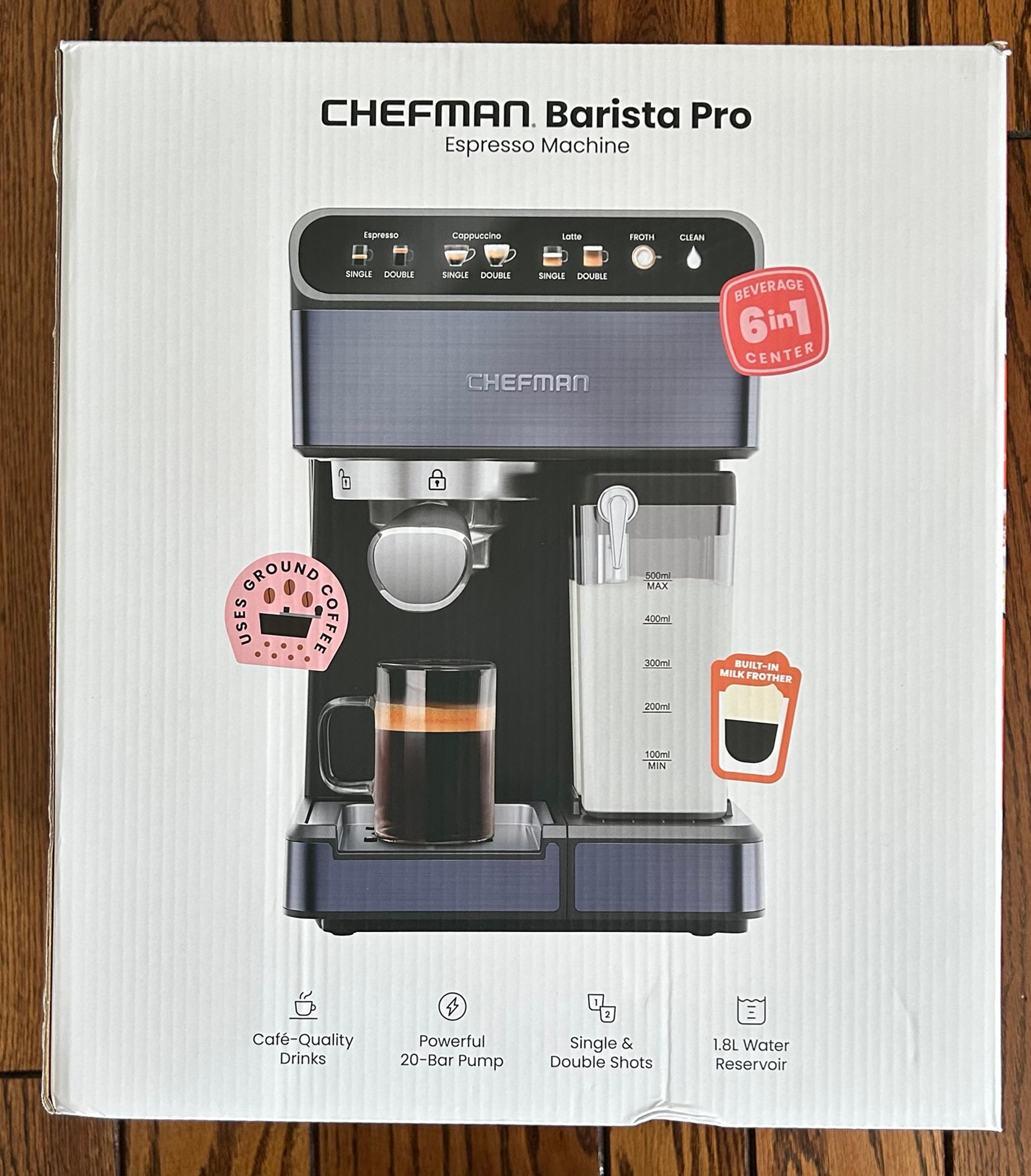 Chefman Barista Pro Espresso 6-in-1 Machine w/Built-in Milk Frother, 20-Bar Pump