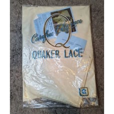 Vtg Quaker Lace Carefree Elegance Oval Tablecloth 59x90 w/8 Napkins Champagne