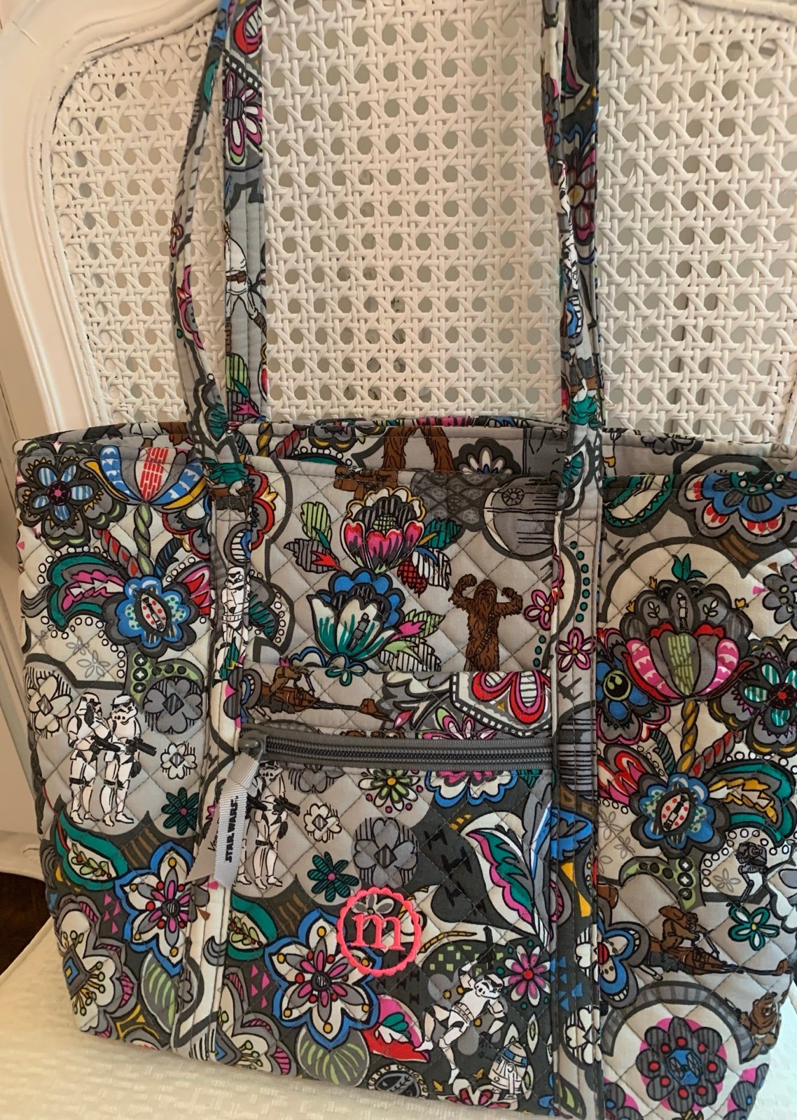 LIKE NEW Vera Bradley Star Wars Medium Size Tote Bag with “M” Pink Embroidery!