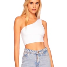 Susana Monaco essential one shoulder crop top Sugar white tank size small NEW