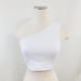 Susana Monaco essential one shoulder crop top Sugar white tank size small NEW