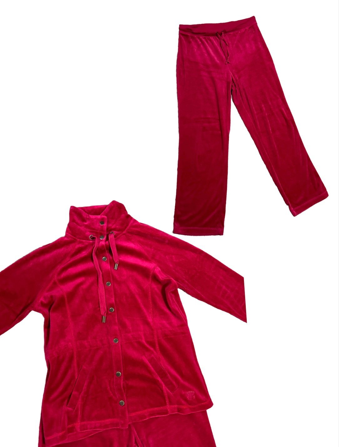 Vintage Oleg Cassini Sport Track Suit Velour Red Size Small Women’s Button Down