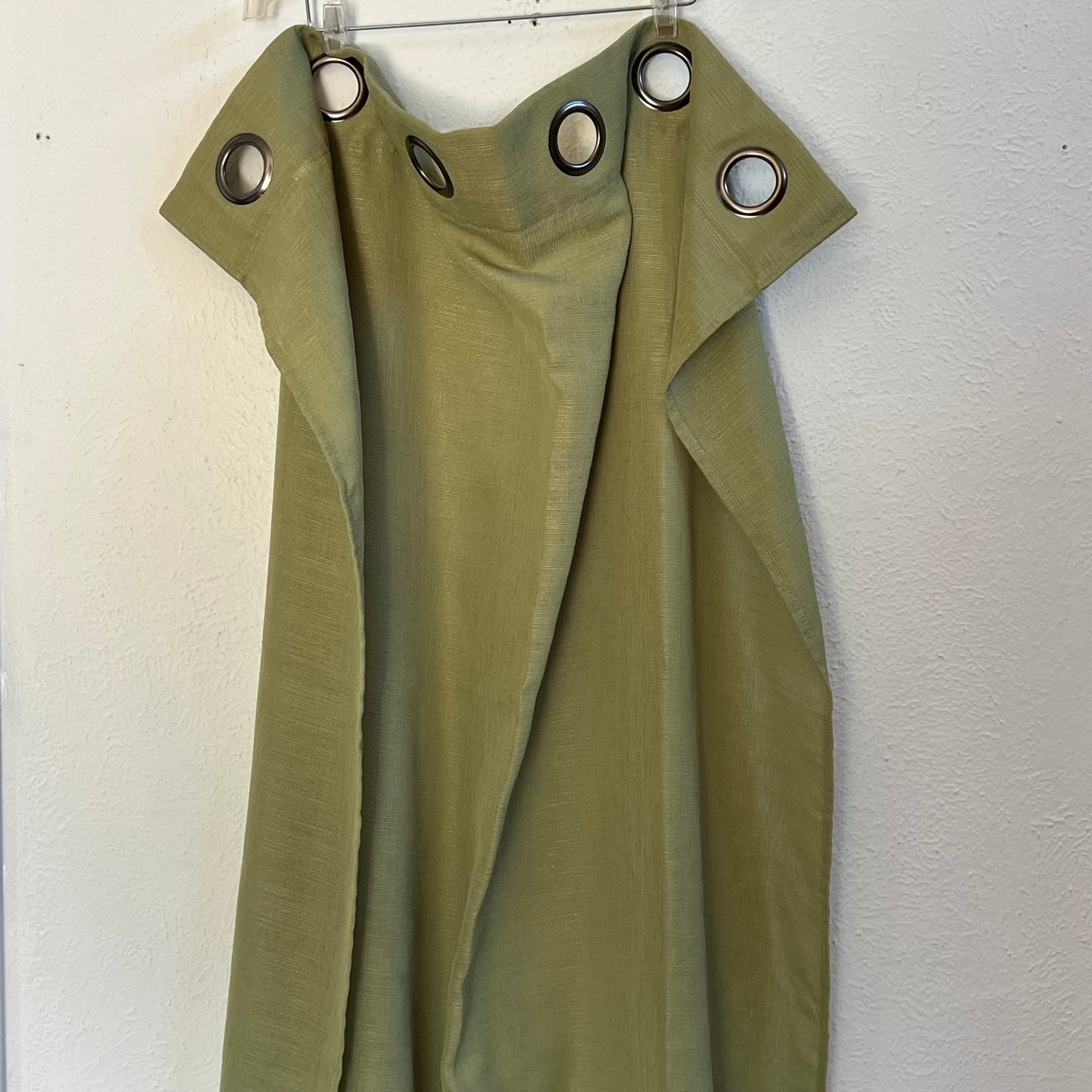 3 panels green texture long drapes