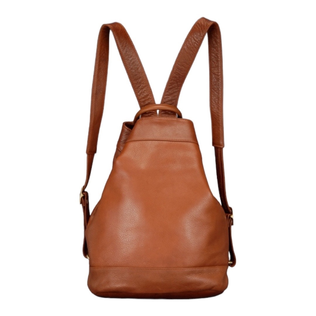 Sven Backpack Tote Bag Brown Soft Napa Leather Brass Accents Zippered 810B NWT