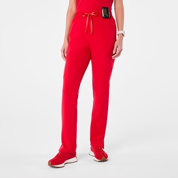 FIGS Women’s High Waisted Dowa Scrub Pants NWT med pop red