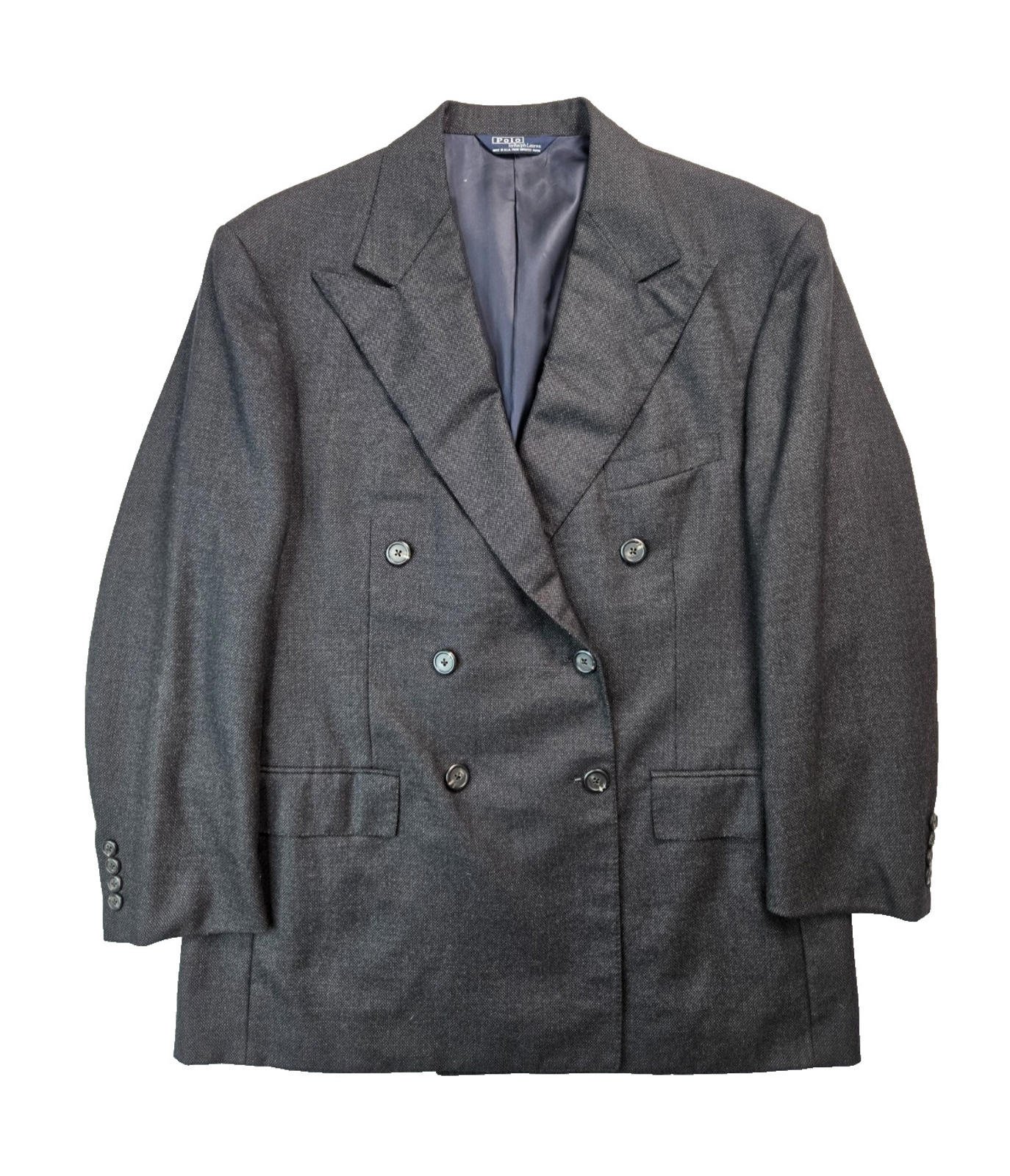Polo Ralph Lauren Vintage USA Double Breasted Cashmere Blazer Suit Jacket 43/37