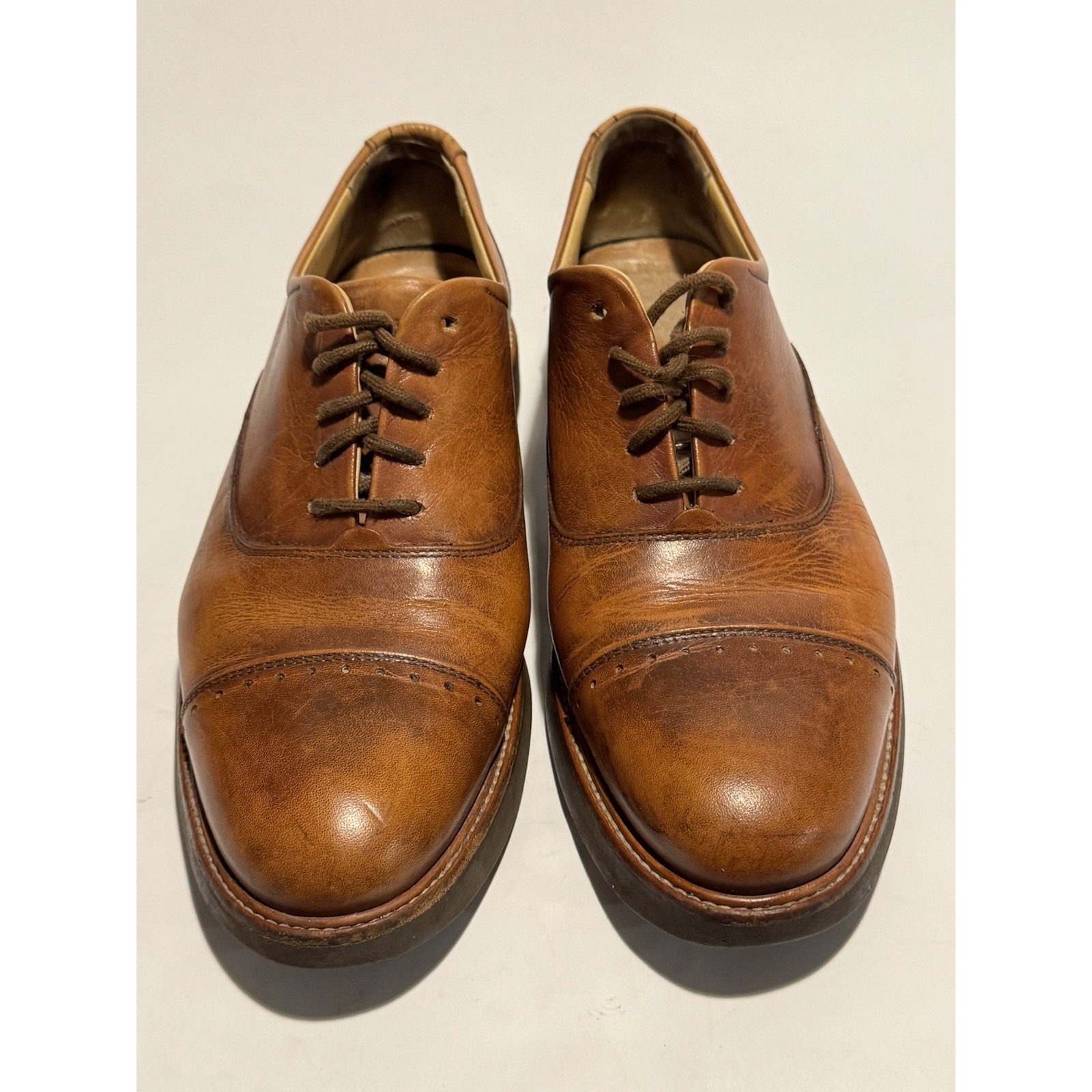 Samuel Hubbard Mens Size 10 Market Cap Brogue Dress Shoes Brown Leather