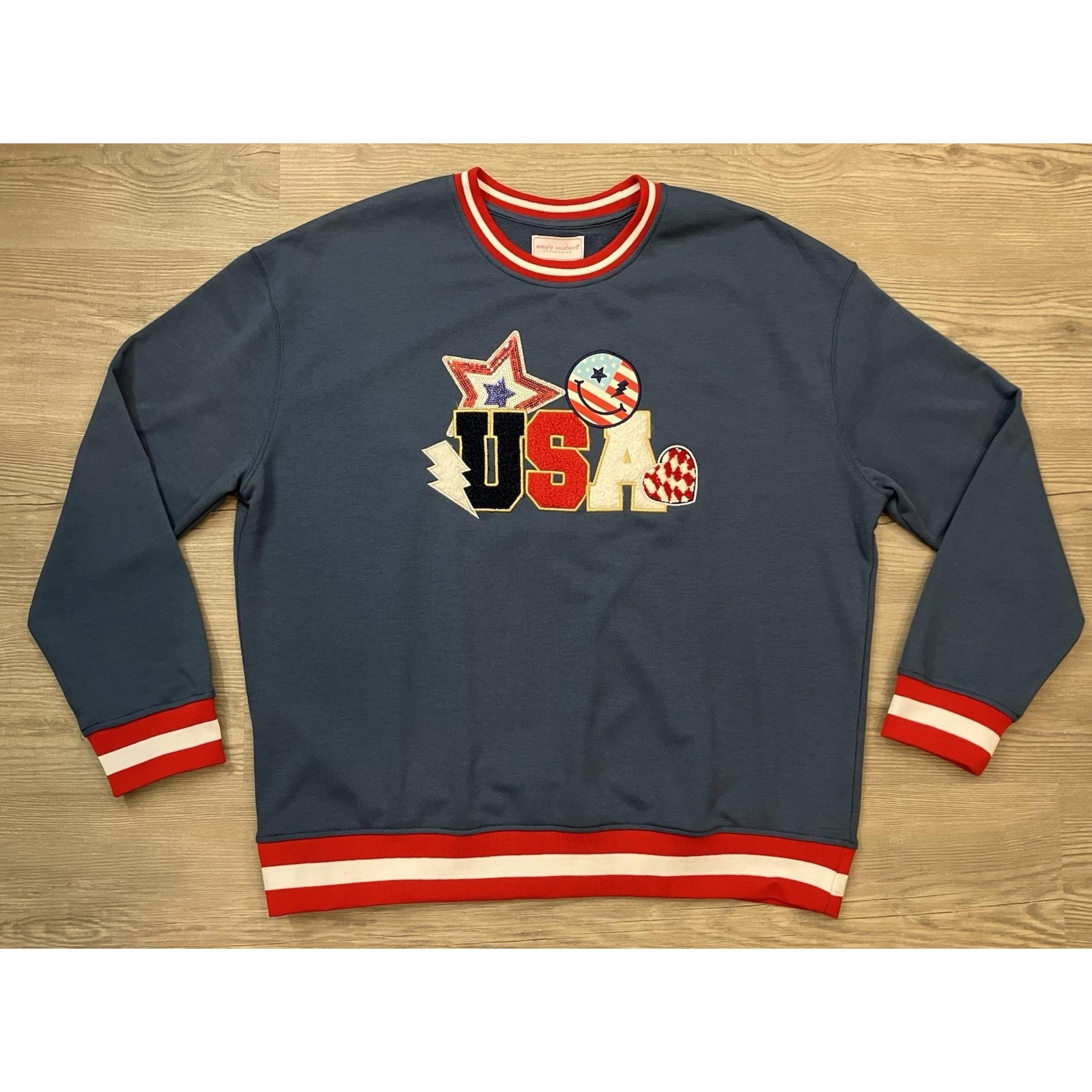 Simply Southern Crew Neck Varsity USA Sweatshirt Women’s Size XL