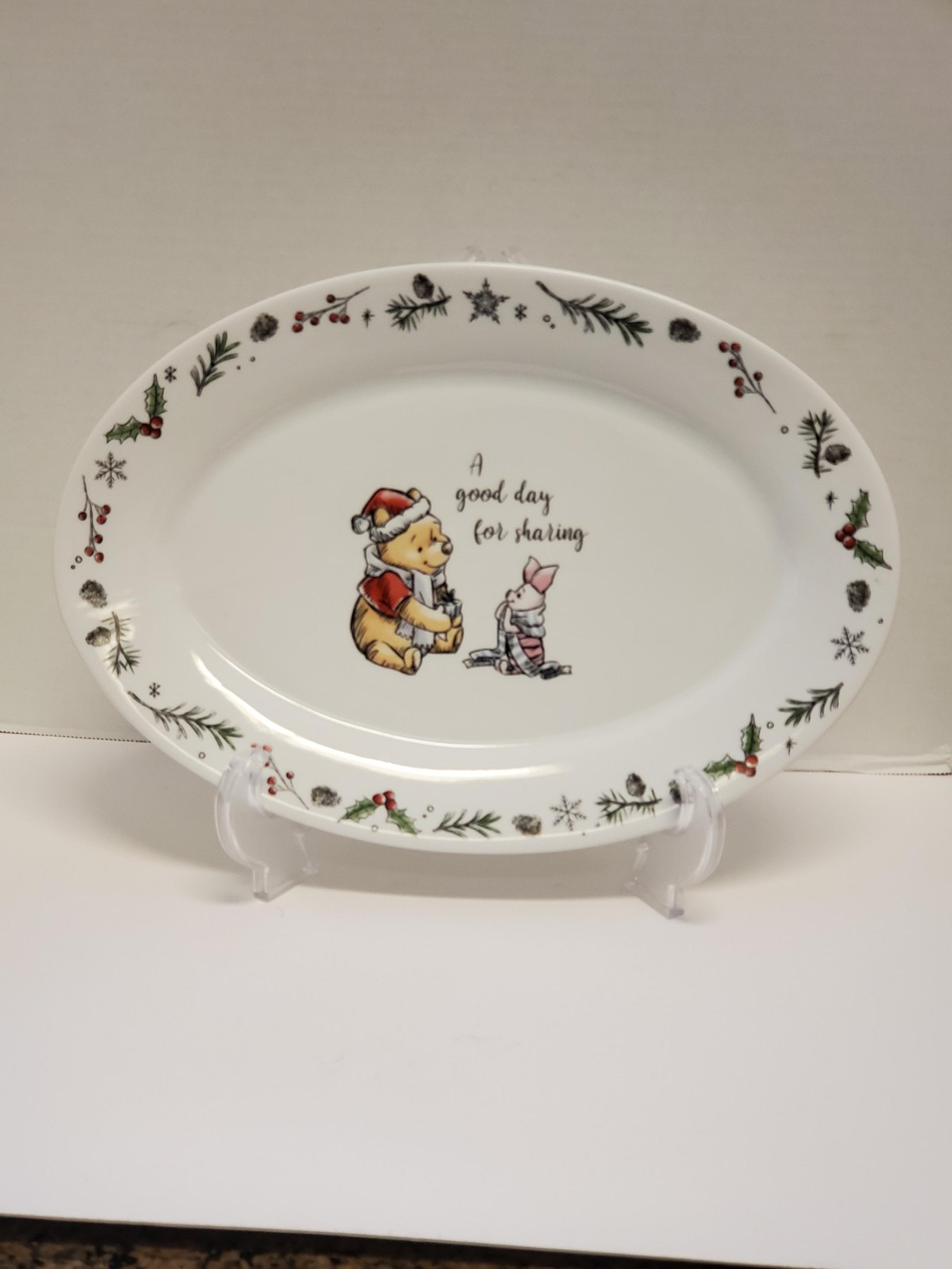 Disney Winnie Pooh Christmas Platter Tray  Oval Serving Plate