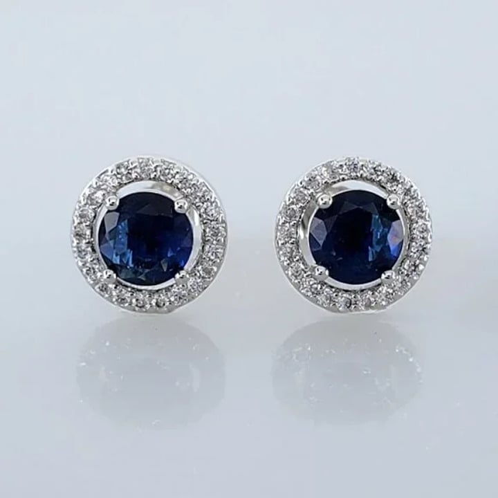 Solid 925 Sterling Silver Womens 2ct Blue Sapphire Gemstone 1ct Diamond Earrings