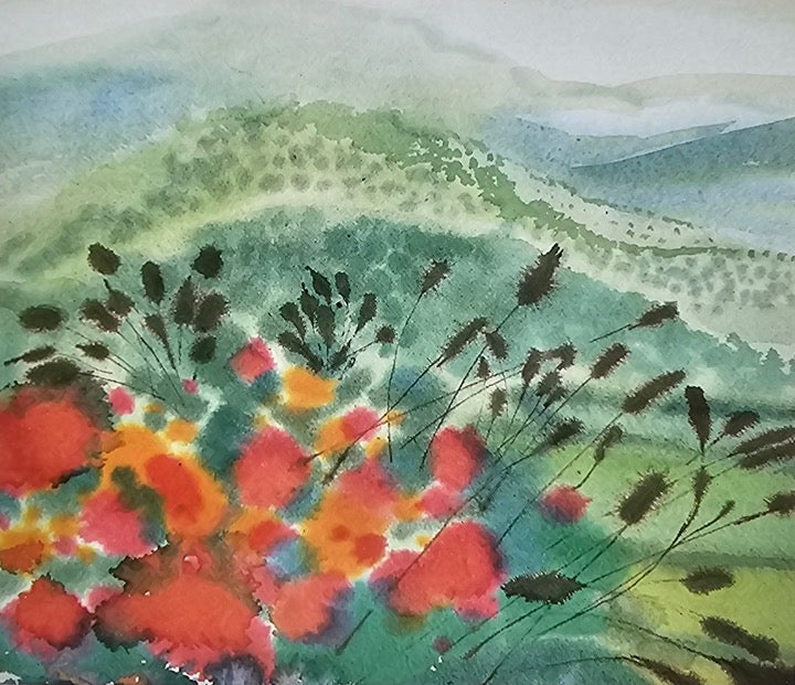 Guenther Walz Vintage hand signed numbered 1985 Lithograph flower field art new