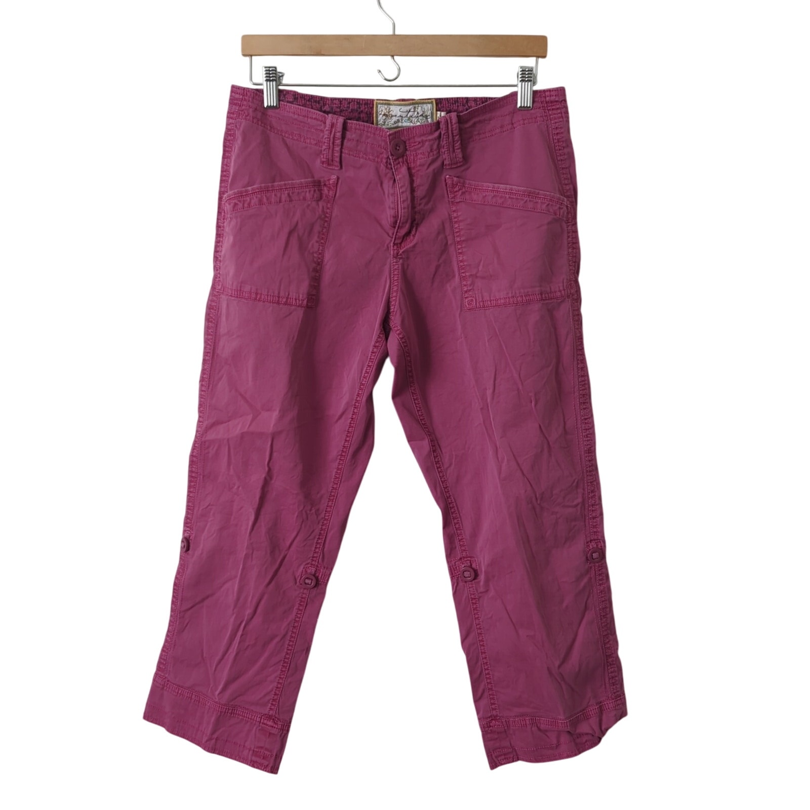 Aventura Pants Womens 10 Organic Cotton Hiking Outdoor Cropped Cargo Pink