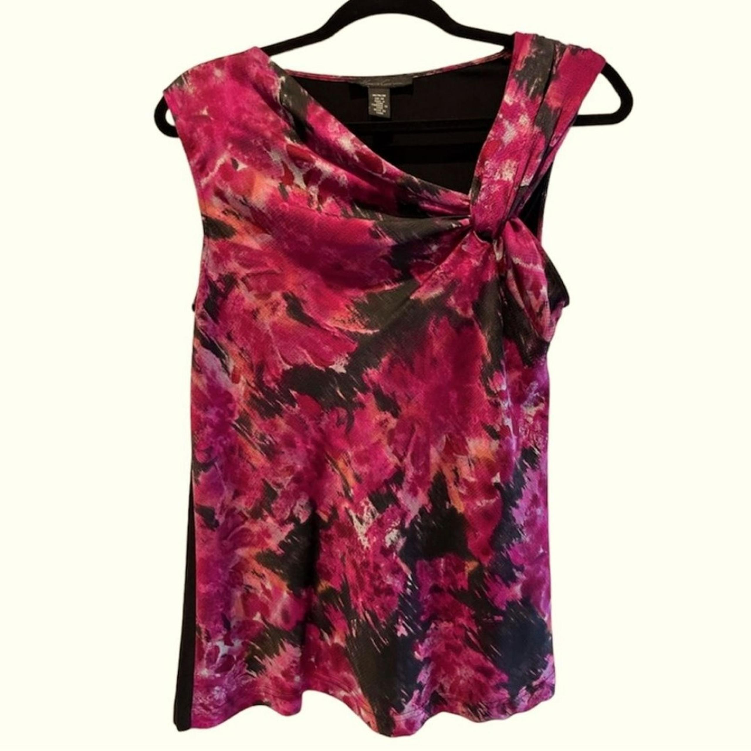 Kenneth Cole New York Twist Neck Sleeveless Blouse Fuscia Pink Women’s Medium