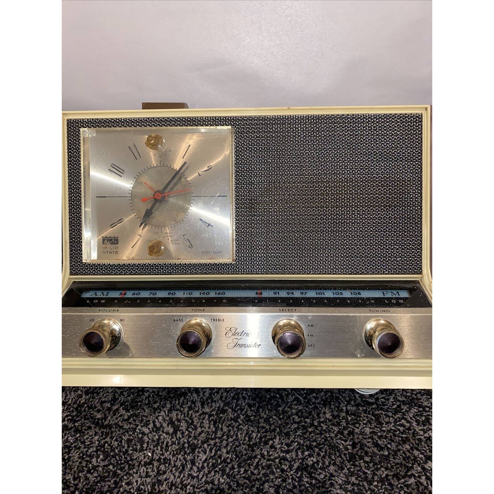 Vintage ARVIN Solid State Transistor Electric AM/FM Clock-Radio Clock Arms EUC