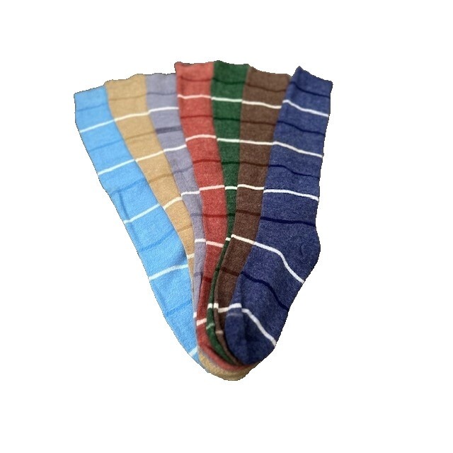 VTG 80s Striped Socks Sample Set NOS Mis Matched 7 pcs Red Brown Grey Blue Tan