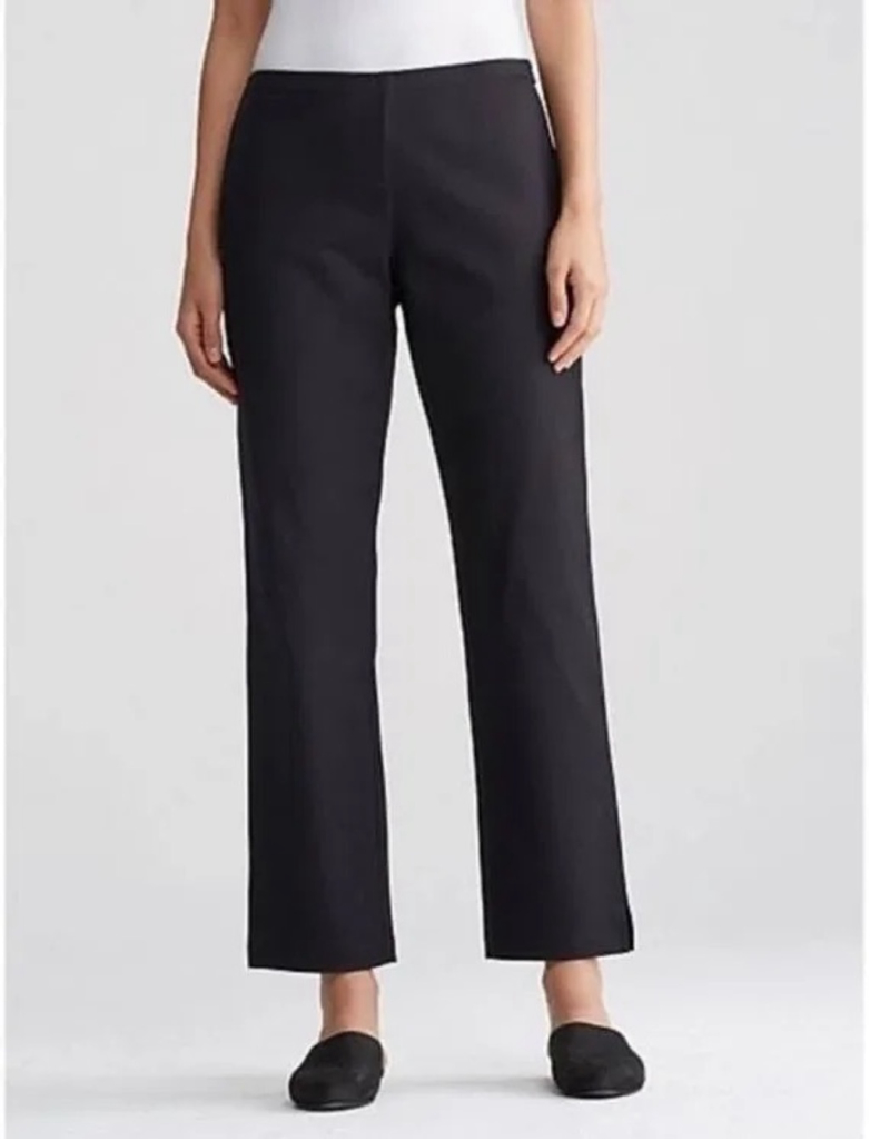 Eileen Fisher Organic Cotton Stretch Ankle Pants Black Size XL