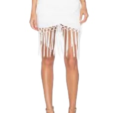 J.O.A. Asymmetric Fringe Skirt in Off White