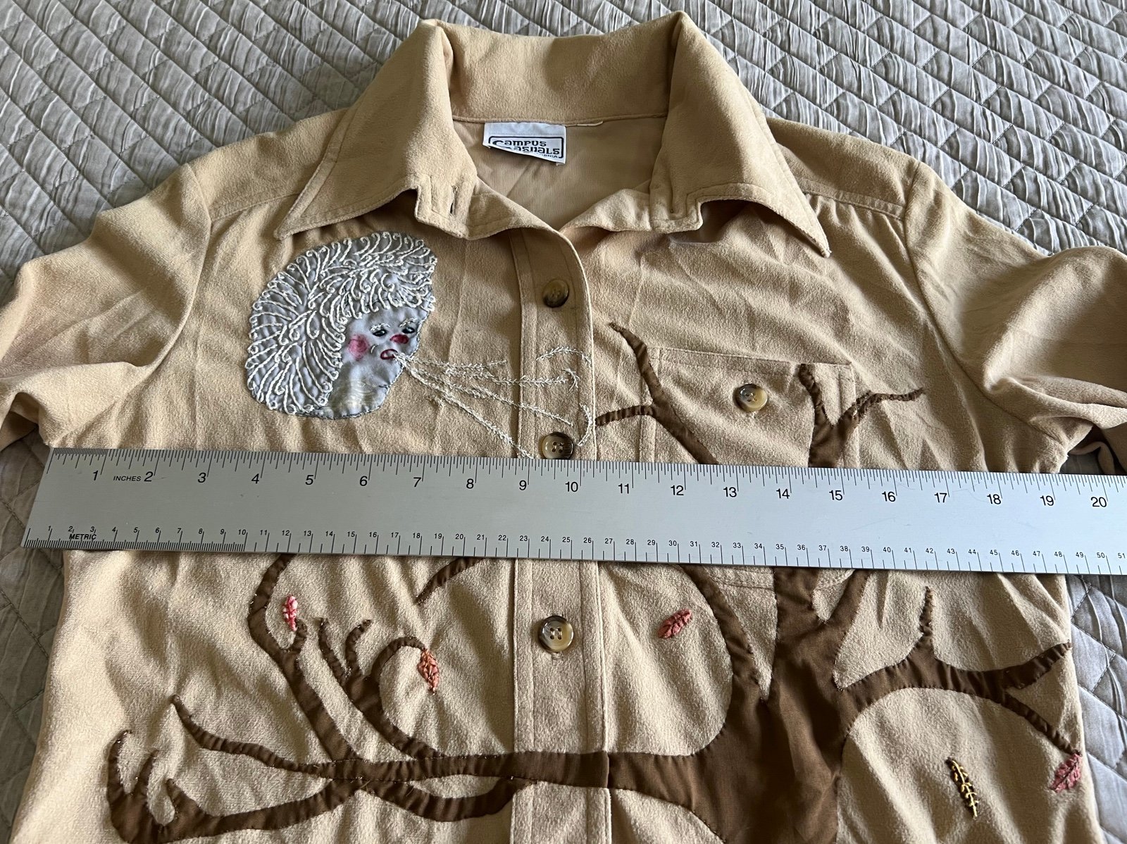 Vintage Casual Corner 70s Hippie Embroidered Shirt Sz M