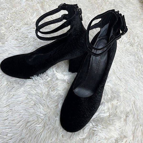Sigerson Morrison Block Heels Velvet Plum Ankle Strap Heels Black Minnie Mouse