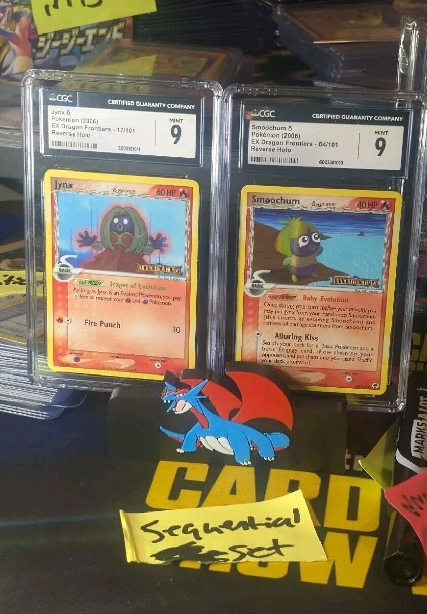 CGC 9 SEQ SET!! Jynx 17/101 + Smoochum 64/101 Rev Holo Stamp EX Dragon Frontiers