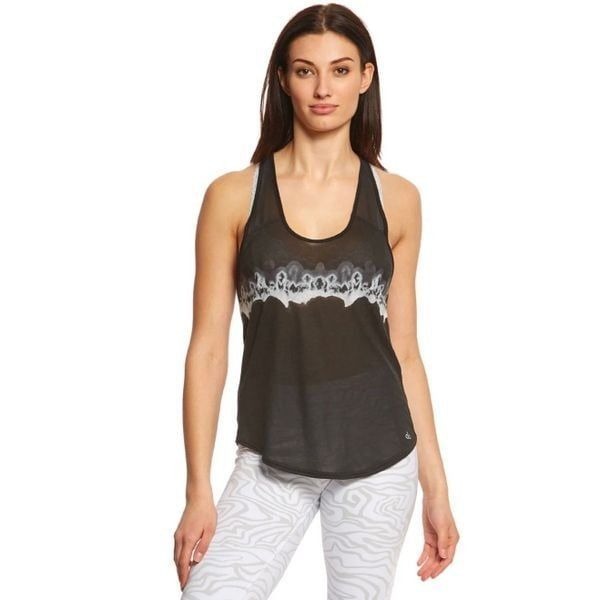 Alo Yoga Verse’ Mesh Scoop Neck Tank Top in Black/White Size Medium