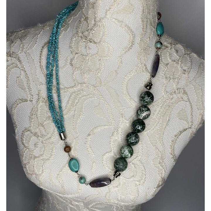 Turquoise Sterling Desert Rose Trading 29.75 Asymetrical Necklace AlbuquerqueNM
