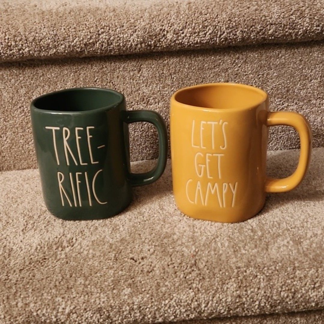 Rae Dunn Tree-Rific & Let's Get Campy Outdoors/Camping Mug Set NWT!