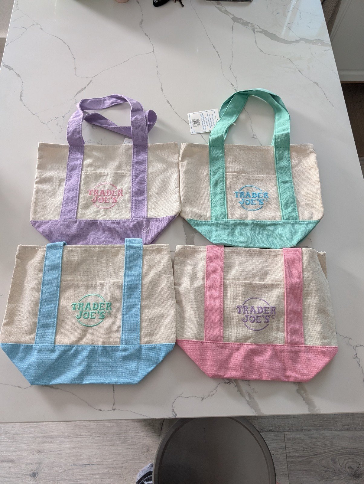NWT Trader Joe's Mini Pastel Canvas Tote Bags
