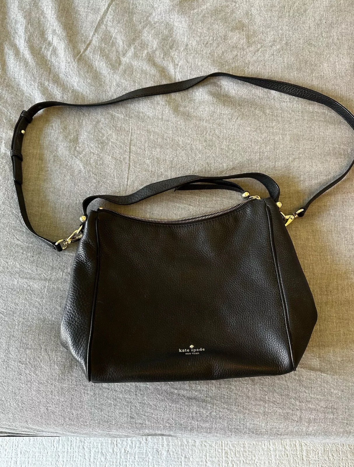 KATE SPADE NEW YORK Black Pebbled Leather 2-way wear Crossbody Bag <5⭐️Seller!