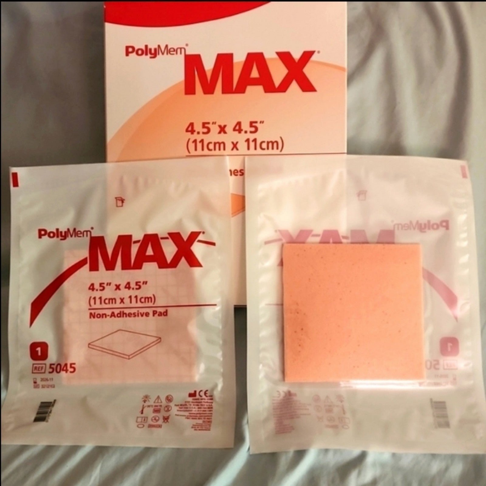 PolyMem Pad Max 4.5 × 4.5 Box of 10• Bandaid, FirstAid, Wound