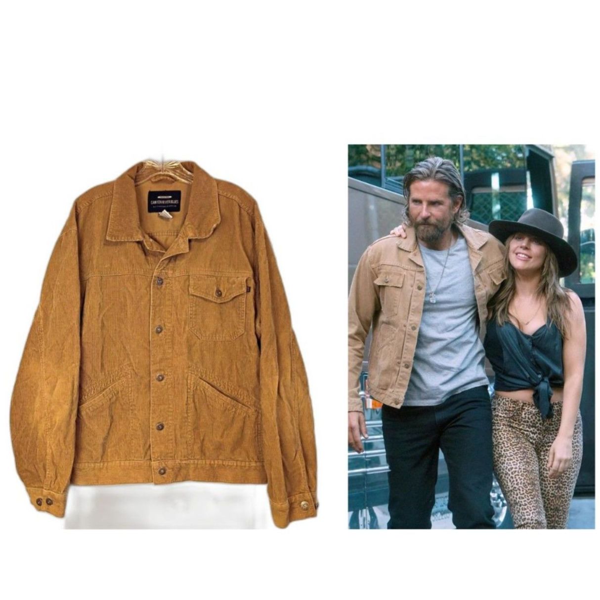 Tan Corduroy Trucker Jacket ASO Bradley Cooper Men's L Ranch Western Grunge