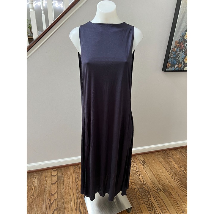 NWT ACNE STUDIOS Ethel Tencel Jersey Midi Dress Navy Blue Size XXS