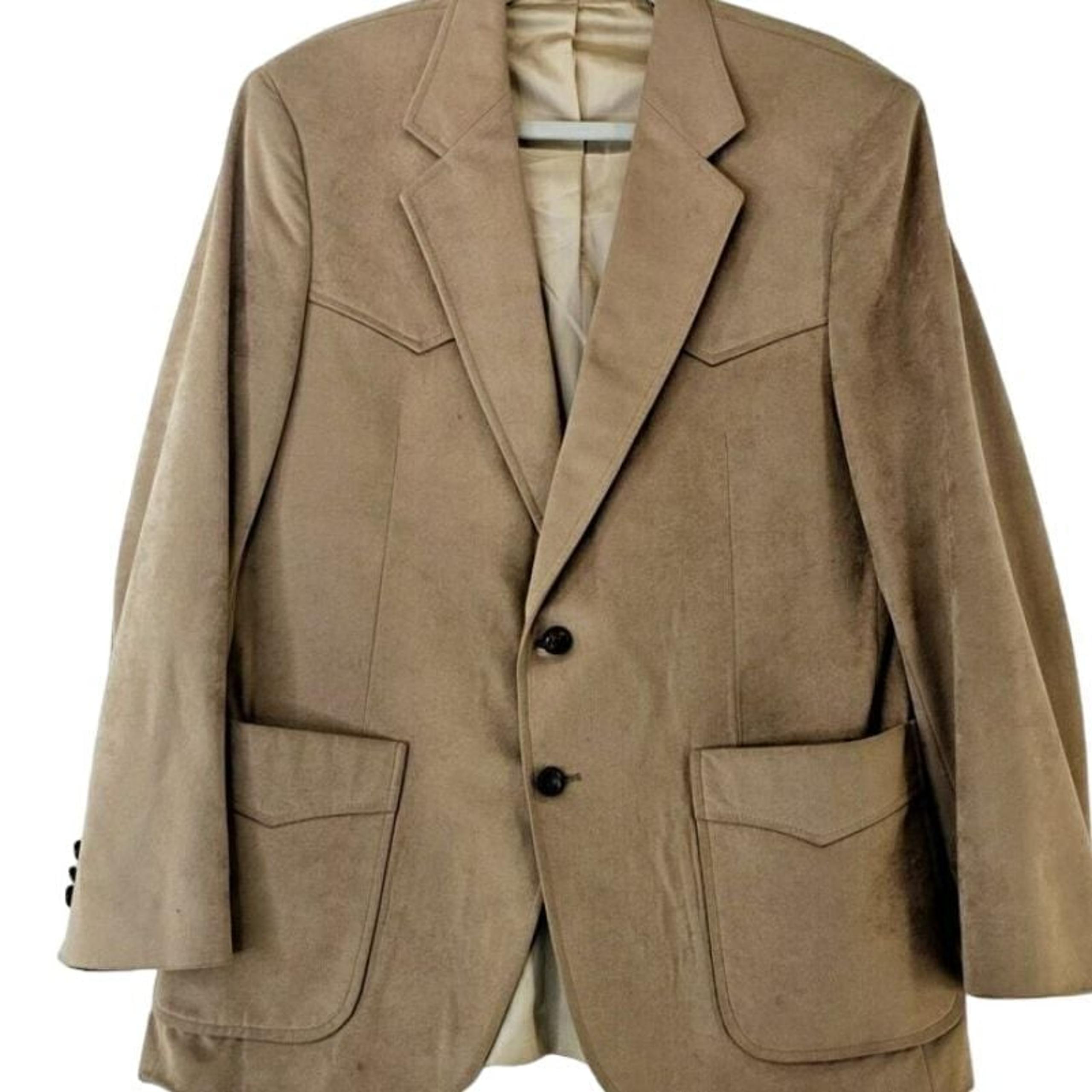Vintage Sheplers The Plainsman Blazer Men's 44R Tan Two Button Western Sportcoat