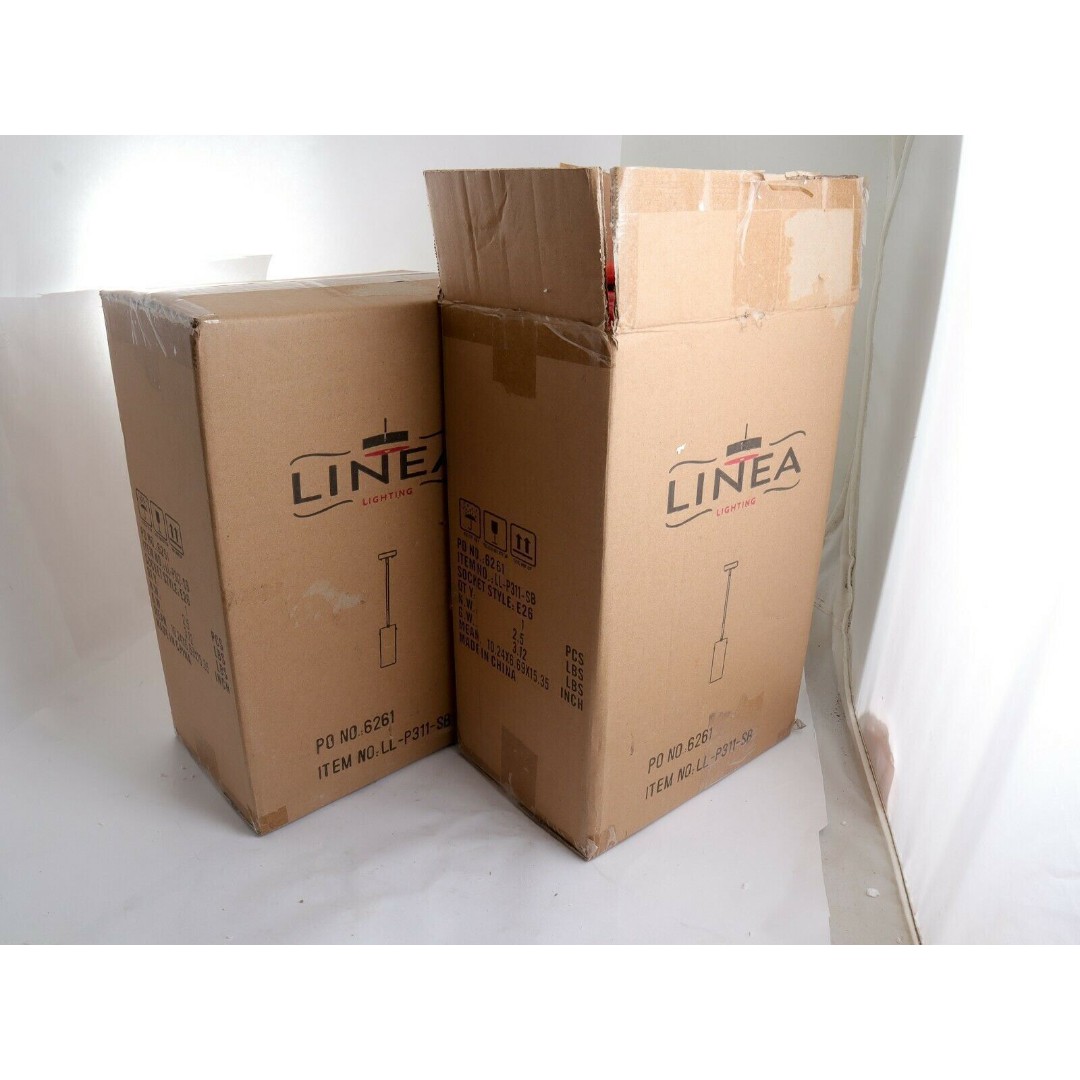 Linea Lighting Hanging Pendant Light Brass w/ Glass LL-P311-SB Lot of 2