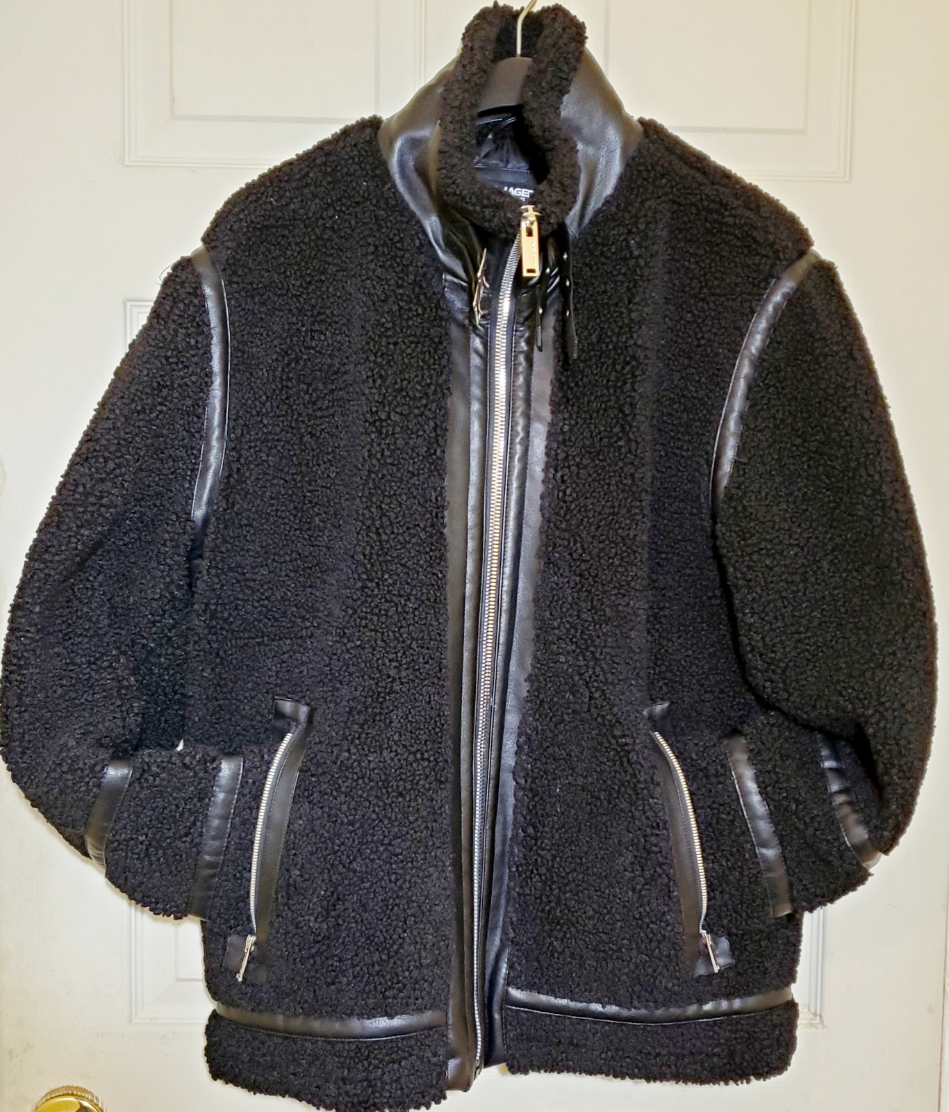 Karl Lagerfeld Paris Faux Shearling Men's Jacket Size Large