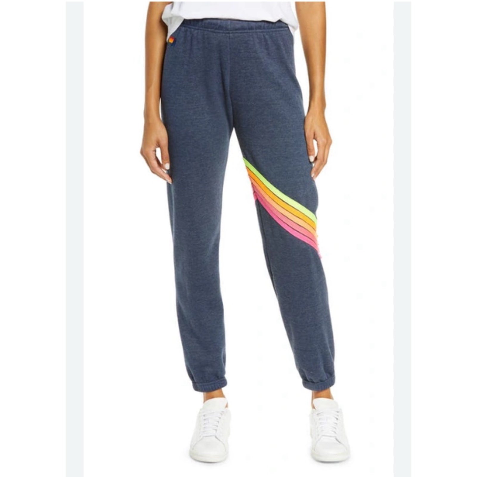 AVIATOR NATION bolt chevron sweatpants jogger in navy neon XS comfort beach surf