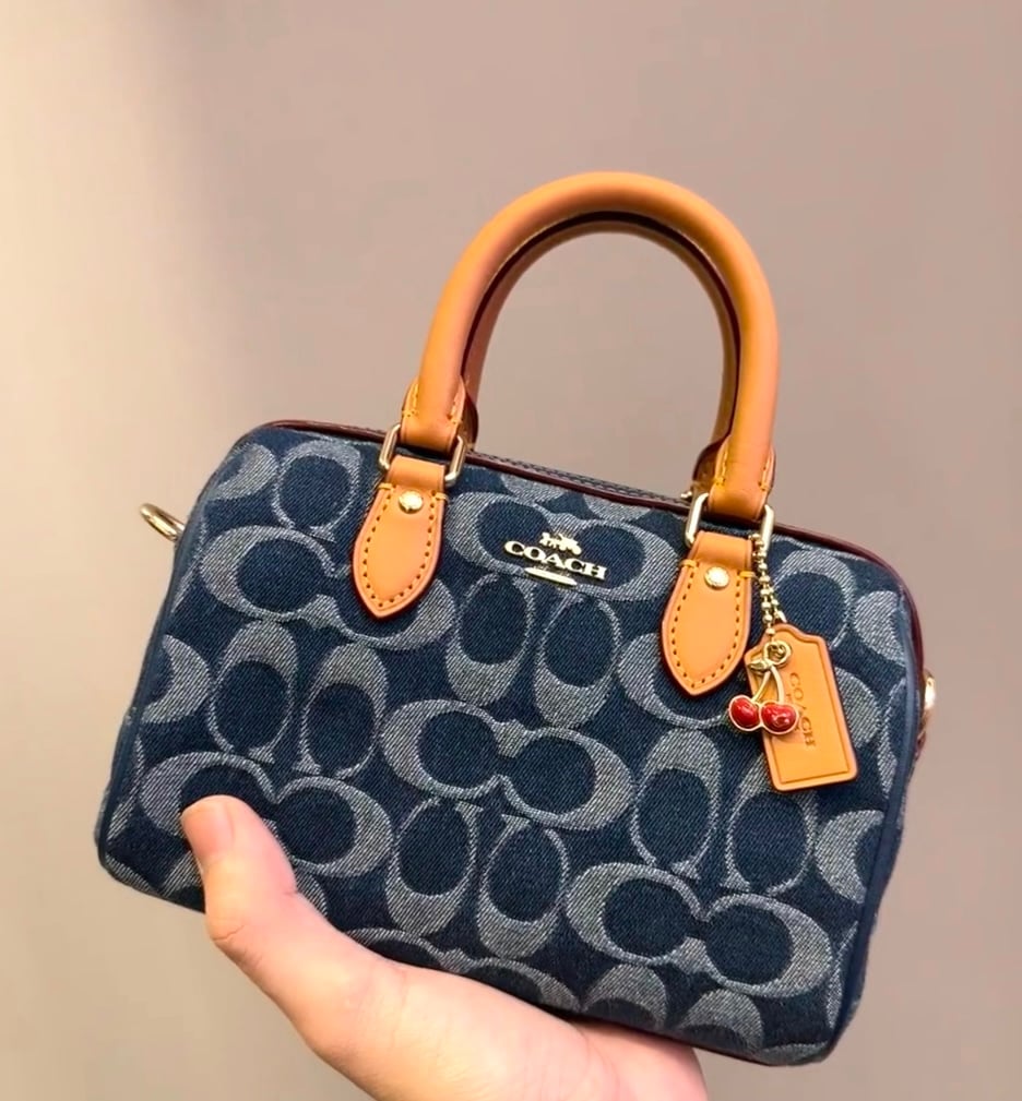 NWT Coach Mini Rowan Crossbody Bag In Signature Denim CY742