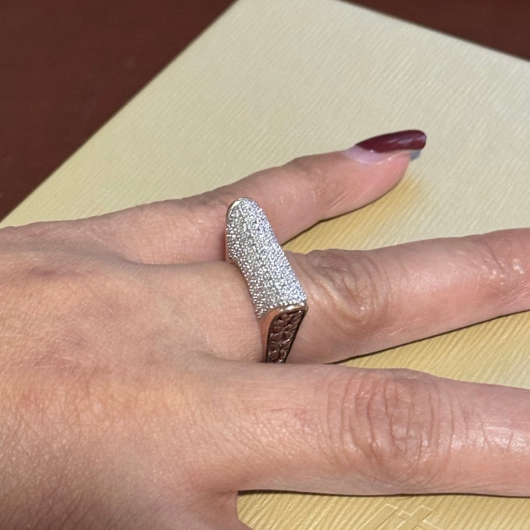 Rose gold plated CZ studded sz 6.5 sterling silver 925 cocktail ring