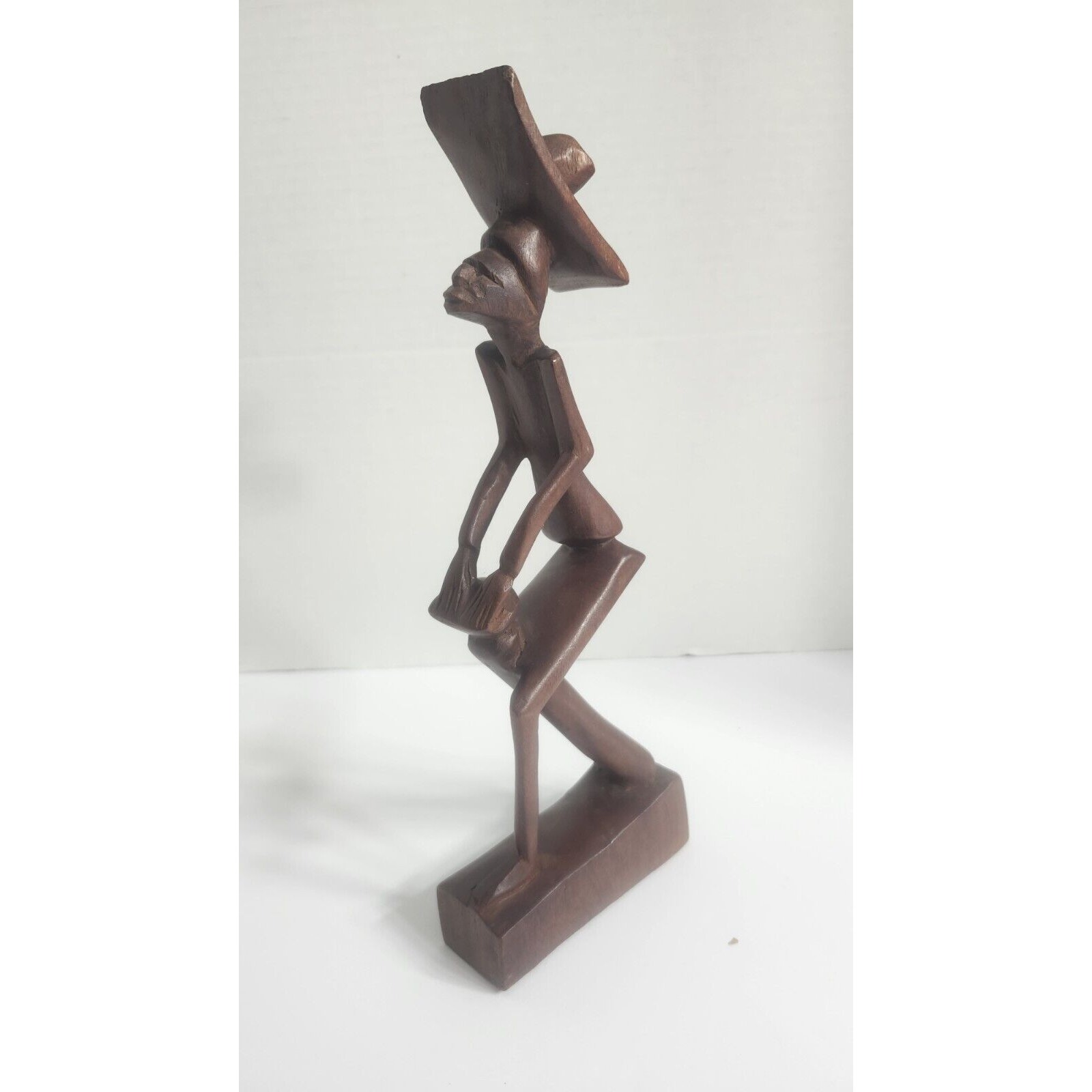 Antique African Hand Carved Wooden Drummer Figure Statue Native Tribal Folk Art