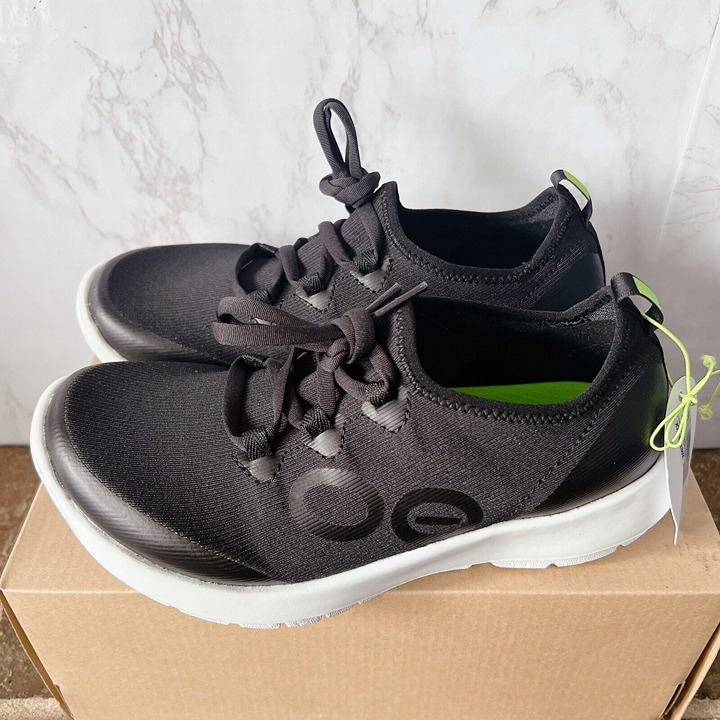 Oofos OOMG Sport LS Low Lace Up Comfort Shoes Sneaker Black/ White EU 38 US 7