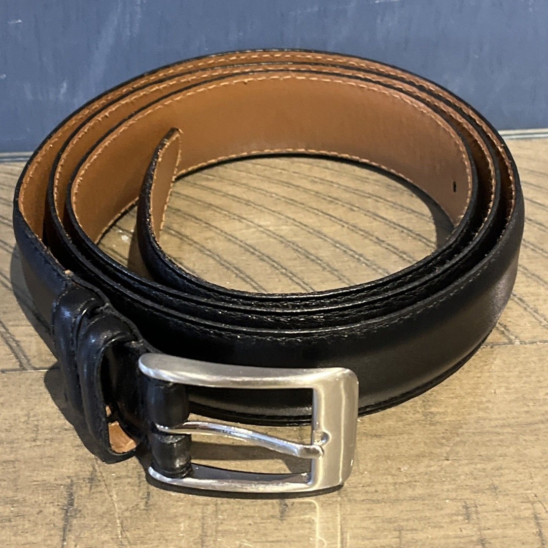 Allen Edmonds Mens Belt Size 44 Black Leather calfskin Basic Dress USA 31501