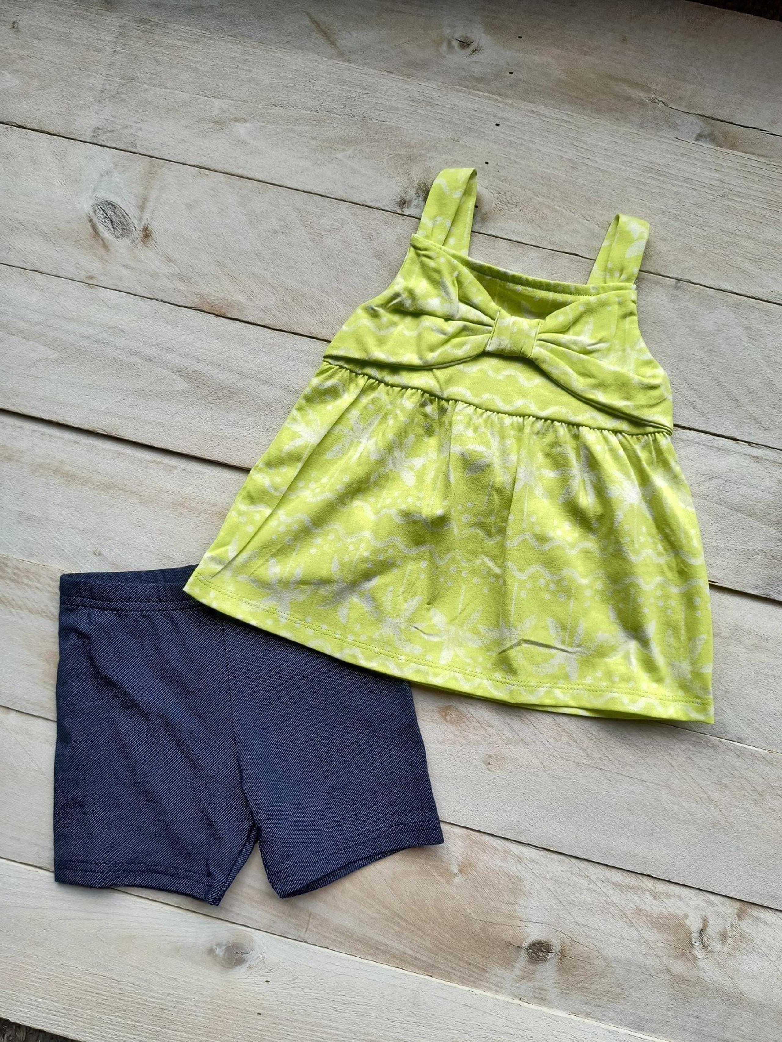 Carter's Girls Baby 2pc Jersey Tank with Bow & Bike Short Set Size 24M NWT
