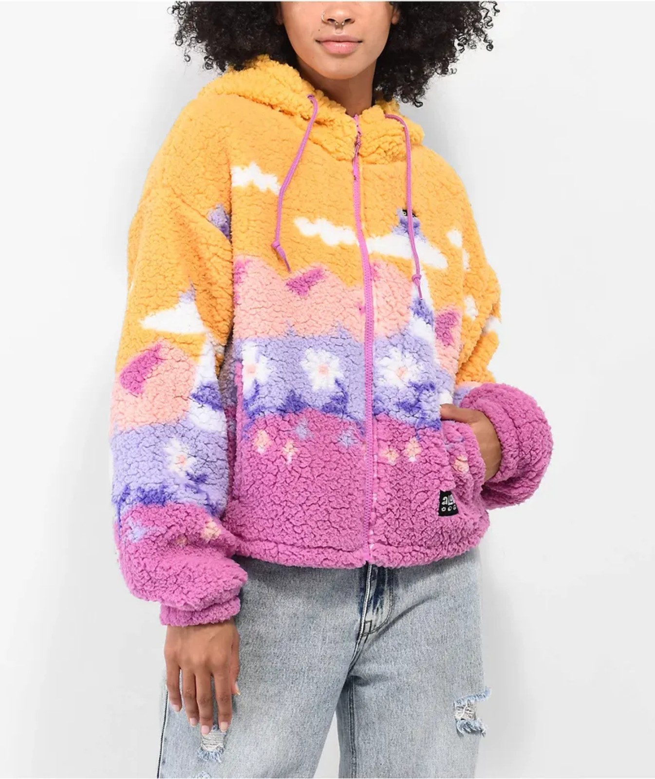 A Lab Lydia Landscape Pink Zip Hoodie
