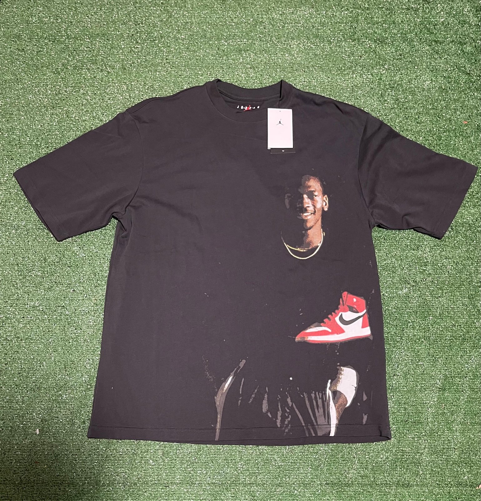 NIKE AIR JORDAN FLIGHT MVP CHICAGO SIZE LARGE-TALL T-SHIRT BLACK HQ2666 045