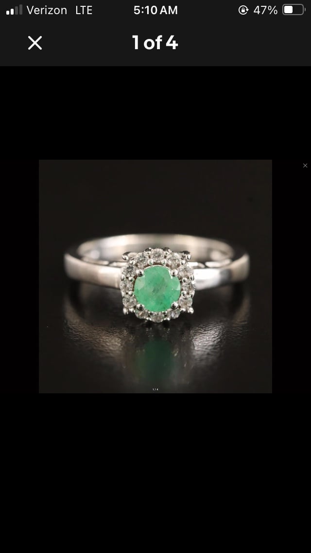 STERLING EMERALD AND WHITE SAPPHIRE RING