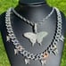 Butterfly Necklace Set White Gold