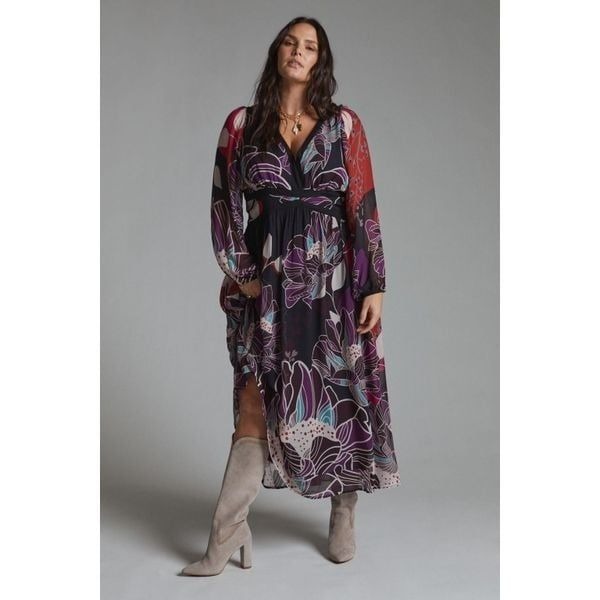 Anthropologie Let Me Be Floral Midi Dress Size M